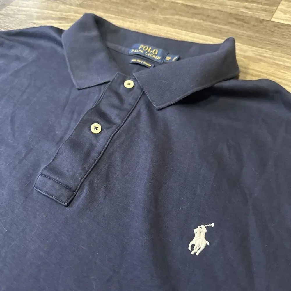 Polo Ralph Lauren Short Sleeve Polo Shirt Men’s 2XB Blue White Pony Logo Classic